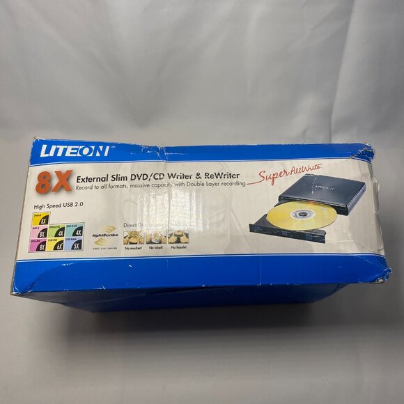 Lite On 8X External Slim DVD/CD Writer & ReWriter DX-8A1H 05C Tested Working EUC - Picture 12 of 16